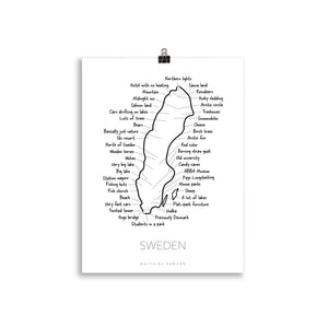 Sverige Poster - Explore Sweden - Minimalistisk Sverigekarta