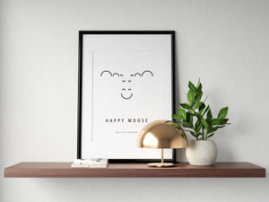 Happy Moose - Minimalistisk Älg Poster
