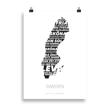 Load image into Gallery viewer, Map of Sweden - Swedish National Anthem Lyrics - Poster
