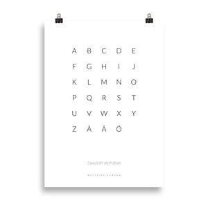 Swedish Alphabet Poster - Minimalist Design