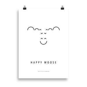 Happy Moose Poster - Minimalist Moose Design
