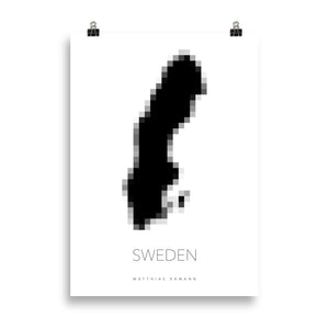 Map of Sweden - Pixelated Sweden Map - Minimalist Design Poster