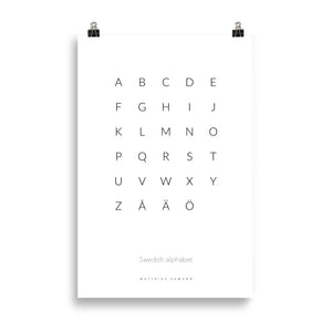 Schwedisches Alphabet - Minimalistisches Design Poster 